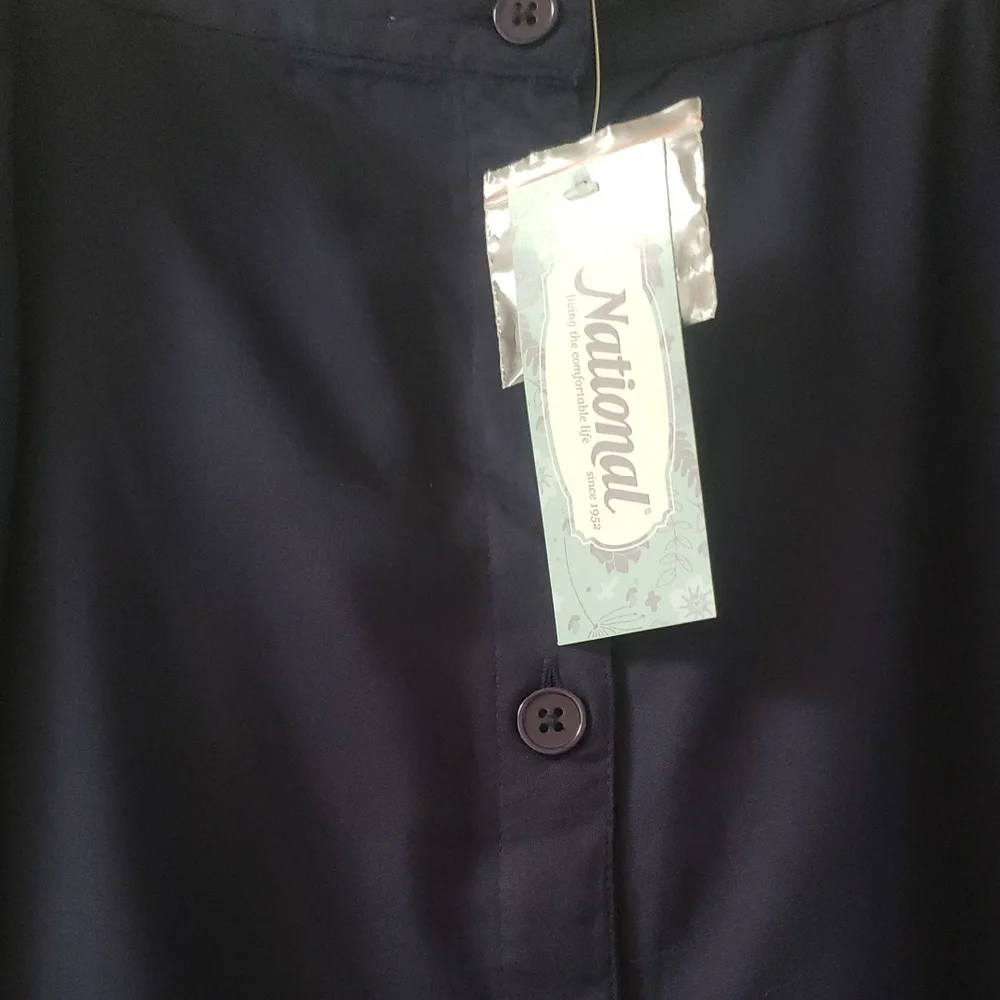 National Summer Casual Front Button A-Line Midi Skirt with Pockets Size L